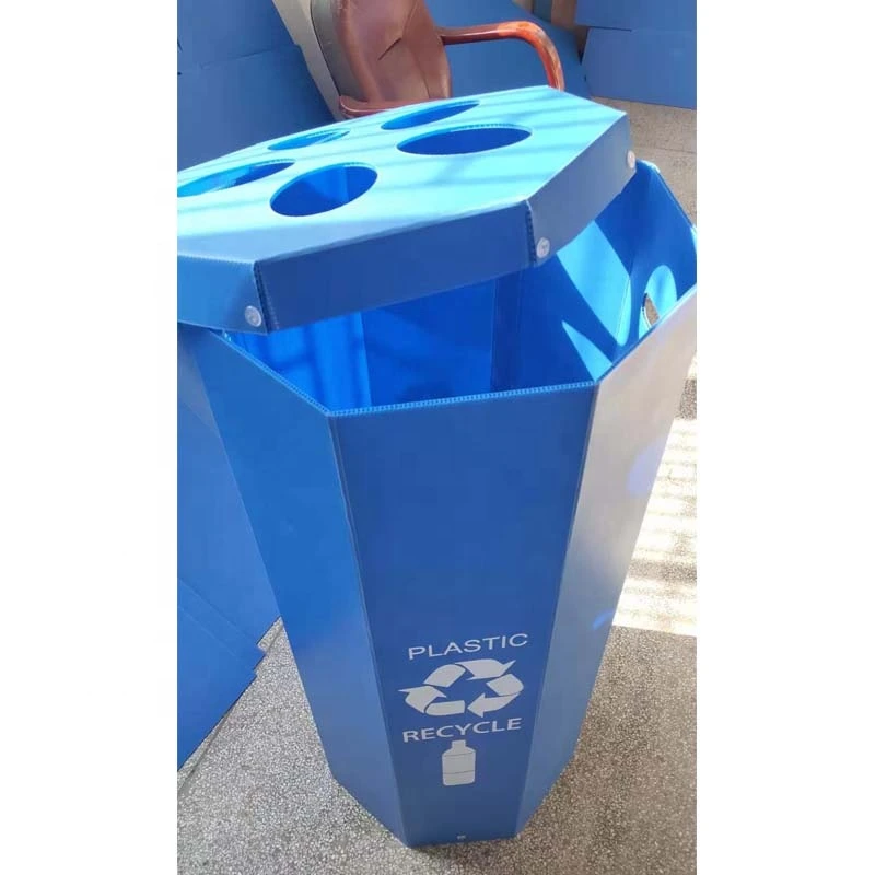 Foldable Waterproof Indoor Custom Biodegradable Corrugated Plastic Bin Hexagon Box Trash Waste Bin