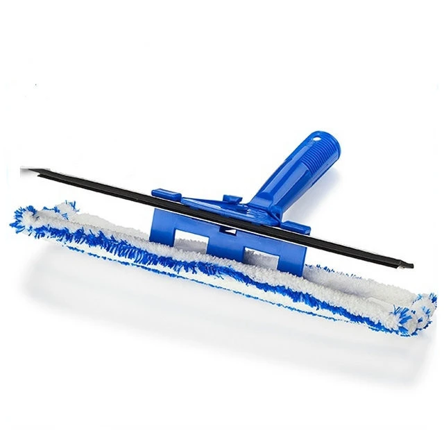 Foot Squeegee and Microfiber Window Scrubber  2-in-1 Window &amp; Glass Cleaning  Aluminum Extension Pole