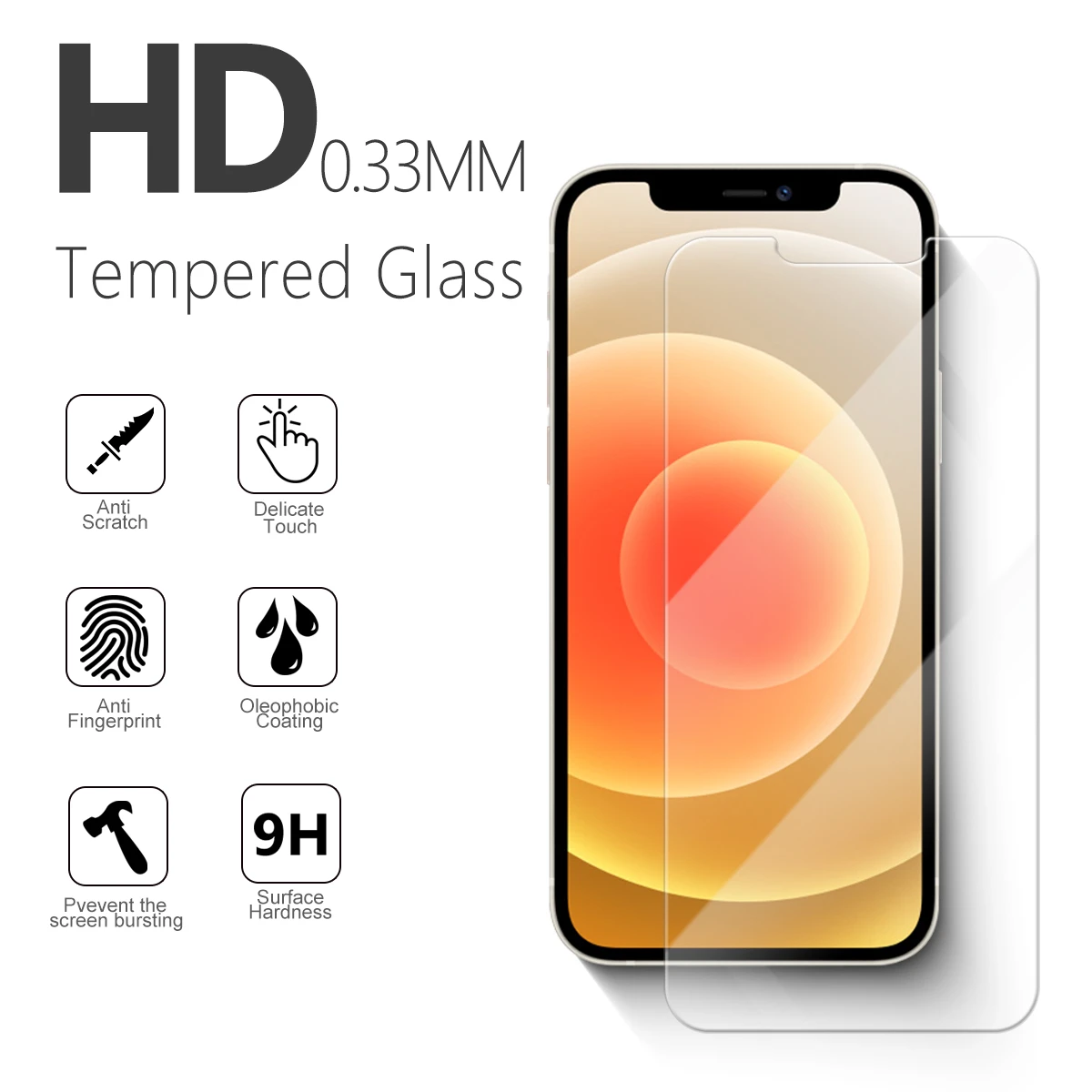 For iPhone 12/11 X/XS/6/7/8 Wholesale 2.5D Screen Protector Mobile Phone 9H Transparent Tempered Glass Screen Protector