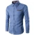 Import Formal Slim Fit Dark Blue Long Sleeve Casual Denim Jeans Elegant Lapel Dress Shirt For Men from China