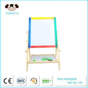 FQ brand hot sell child learn wooden educational toys 2 sides chalkboard and white education toy drawing board