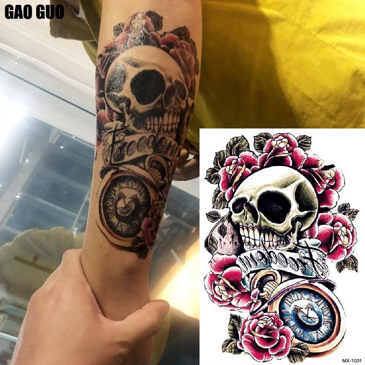Free Black Skull Pictures Temporary Body Art Jewels Tattoo Stickers