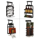 Free punching kitchen rack wall hanging knife rack chopping board pot seasoning black storage rack factory direct sales