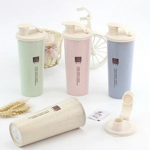 Free Shipping Wholesale portable 450ml eco-friendly custom logo wheat straw water bottle