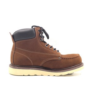 Genuine nubuck leather Goodyear safety boot welted brown safety shoes S3 with EVA outsole
