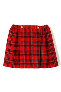 Girls spring woven red plaid skirts