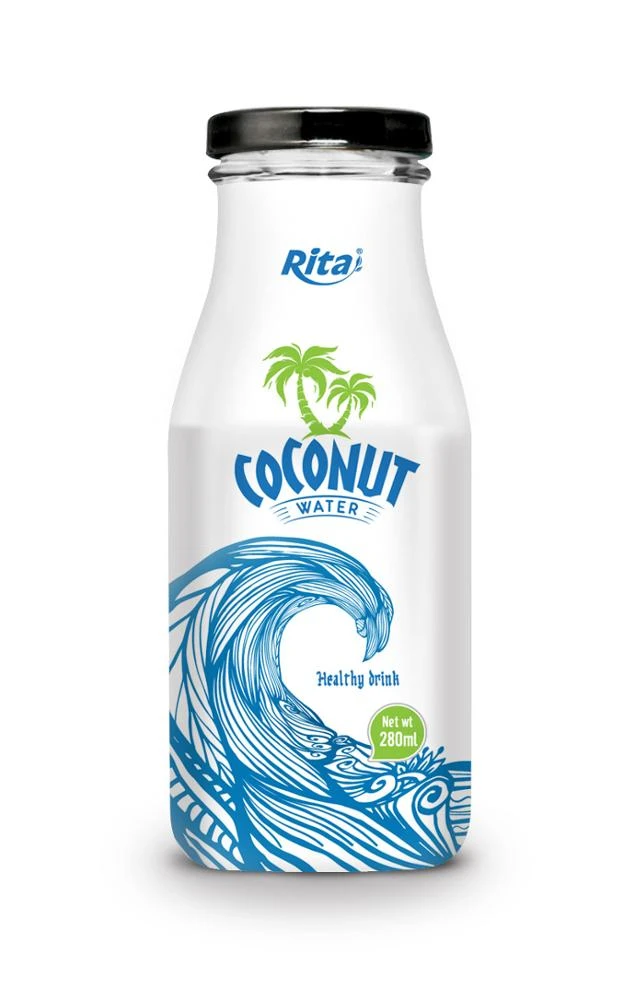 Glass Bottle 100% natural bulk coconut water wholesale in Viet nam coconut water with pulp