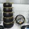 Gold Black Color Factory Customized Non-stick Belly Shape Aluminum Pot Set