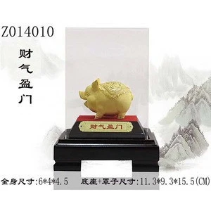 Golden Metal figurines pig shape statue promotion business gift supplies metal craft
