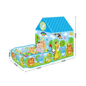 Good selling square house animal design indoor outdoor plastic baby toy 30 ball pool play tents made in China