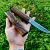 Import Handmade Damascus Tactical Hunting Knife, Damascus Steel Blade, Olive Wood Handle, Leather Sheath, NT-205 from Pakistan