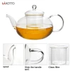 Handmade High Borosilicate 1400ml Clear Glass Teapot Set Custom Tea Pot Glass With Infuser