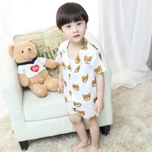 Hao Baby Autumn New Children Clothing Bear Leisurewear Suit Children Pyjamas Two-Piece Satin Underwear