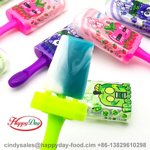 Hard candy ice cream fruit lollipop whistle toy