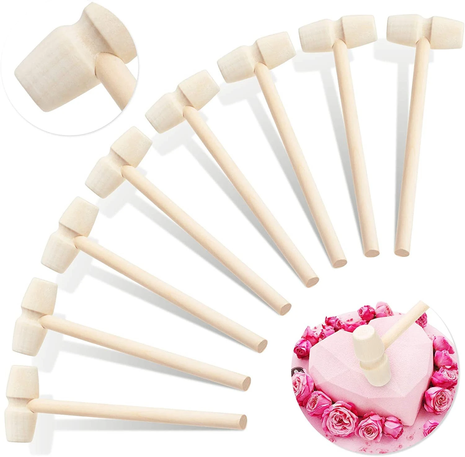 Hard Wooden Crab Lobster Mallets Solid Wood Cracking Seafood Shellfish Mallet Hammer for Chocolate Pounding Cute Beating Gavel