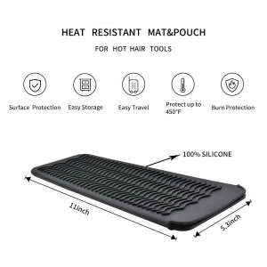 Heat-resistant/Heat Shield Silicone Mat Pouch Curling Iron Holder, Travel Cover Hair Straighteners Case