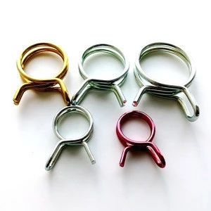 heavy duty Zinc Plated Steel Loop Spring Band Type Squeeze Fuel Hose Clips Self Clamping  Double Wire Hose Clamp