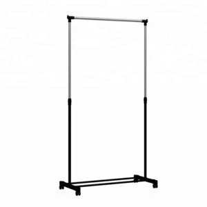 Height adjustable stainless steel Single pole telescopic clothes hanging racks display stand metal garment rack