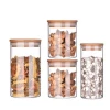 High Borosilicate Clear Glass Container Honey Jar Clear Glass Jars And Bottle With Airtight Bamboo Lid