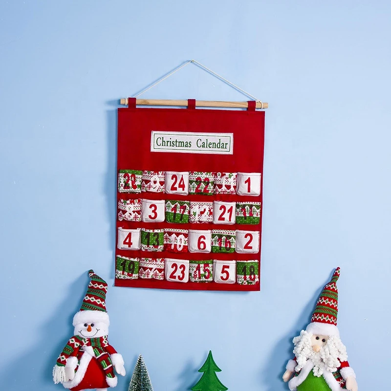 High-end Custom Wall Hanging Non-woven Fabric Christmas Countdown Advent Calendar