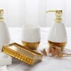high-end product hotel home used golden bathroom accessories luxury ceramic bathroom set with custom logo