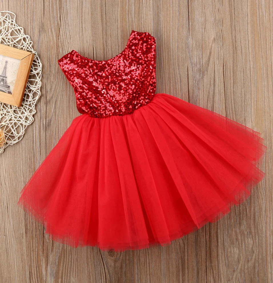 High Quality Heart Cutout Sequin Junior Flower Girl Dress Christening Dresses
