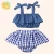 Import High Quality Plaid Sleeveless Little Girls Swim Wear With Bow 2 Piece Kids Clothing Sets from China