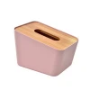High quality plastic tissue box with wooden bamboo cover lid