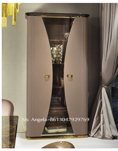 high quality products mirror glass decorative cabinet modern stainless steel tall wine display cabinet