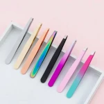 High Quality Slant Tweezers Professional Stainless Steel Eyebrow Tweezers  eyelash beauty & tools