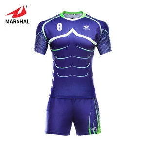 High Quality sublimation Custom blue sport wear rugby uniforms mens OEM rugby kits rugby shirts jersey