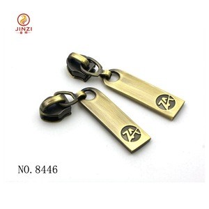 Hign quality silver metal zipper/ custom design zipper puller/ zipper slider