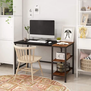 Home Office Computer Desk,Small Study Writing Desk with Wooden Storage Shelf,2-Tier Industrial Morden Laptop Table with Splice B