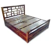 Honey Teak Finish Solid Wood Handcrafted Hotel Resort Bed Design For Hospitality &amp; Commercial Space
