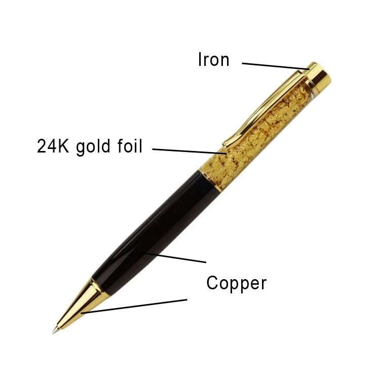 Honorable 24K Gold Foil Fine Ballpoint Business Gift Pen Long Lasting Custom Logo
