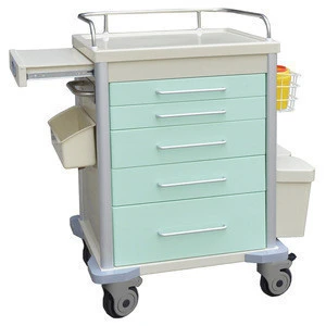 hospital medical emergency medicine trolley with drawers