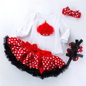 Hot red white ballet skirt playful baby girls clothing sets
