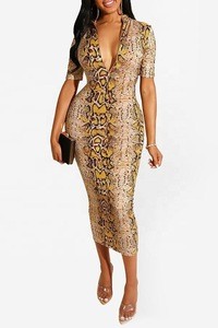 Hot Sale Ebay Amazon New European And American Women&#39;s Plus Size Leopard Printed Long Skirt Dress