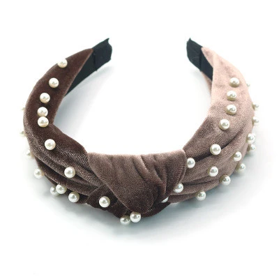 Hot Sale Popular Velvet Pearl Knotted Headband Hair Accessories For Women Hairband