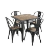Hot sell outdoor metal frame bar table with wood top for restaurant