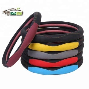 Hot selling leather steering wheel cover with multi color