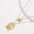 Import Hot selling retro multilayer necklace  clavicle chain  metal coin  pearl shell lady necklace from China