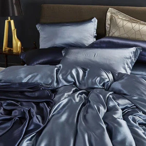 hotel home solid color imitated Silk luxury satin 3pcs comforter Silk bed sheet, duvet cover, fitted sheet