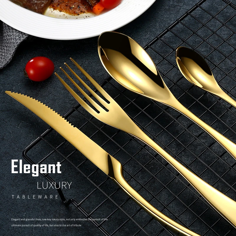Hot!!!gold plating rose gold cutlery set, silver and gold tableware Flatware stainless steel cutlery
