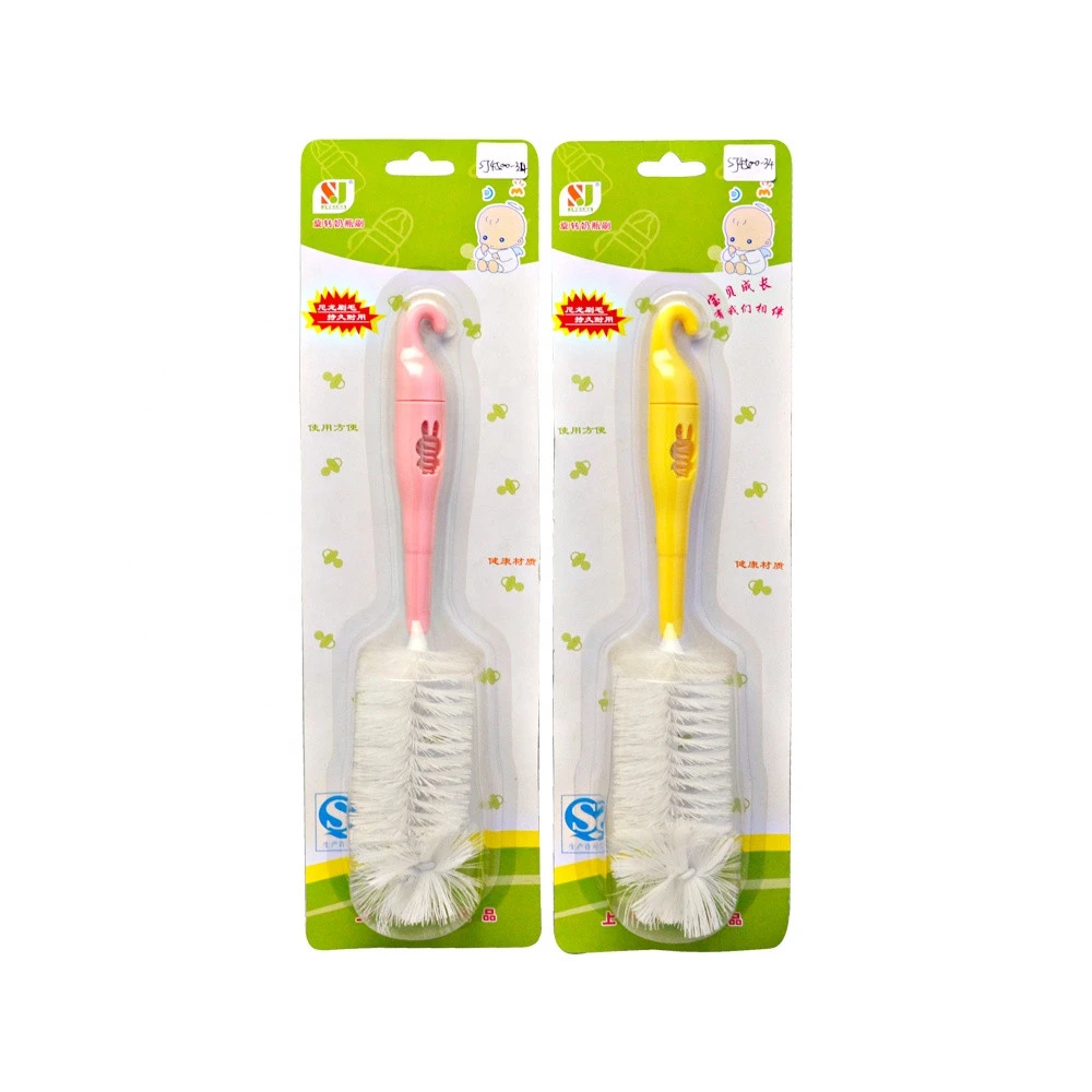 household cleaning tools nylon baby bottle cleaning brush with hook small nipple brush