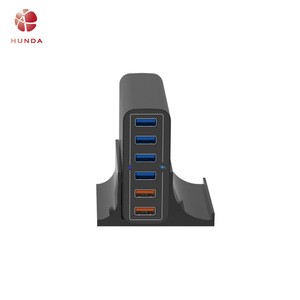 Hunda 2020 Best selling 60W Portable Multi 6 ports smart USB QC3.0 chargeing station 5V 2.4A desktop charger