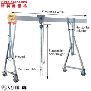 Indoor workshop small A frame mobile gantry crane 1ton with 4wheels