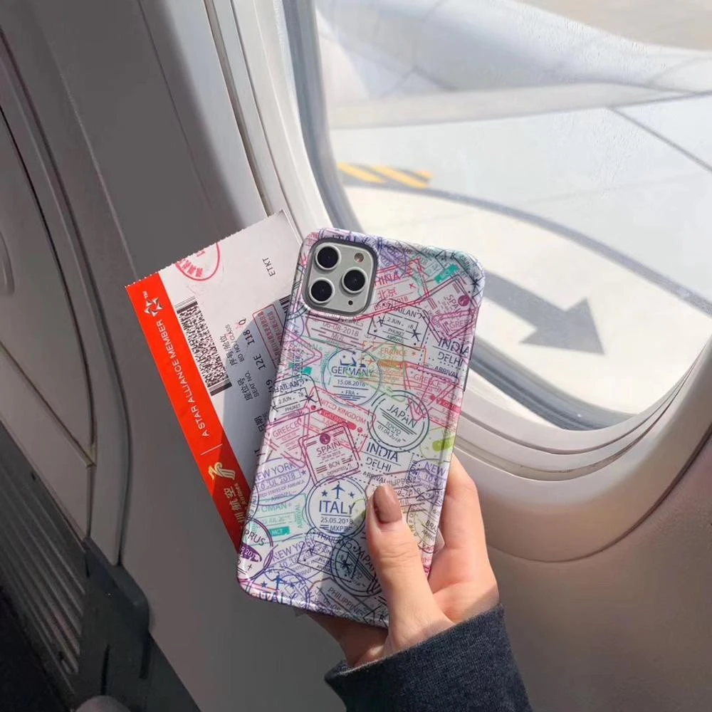INS Art City Visa Passport Stamp Travel Airfare Label Phone Case For iphone 11 Pro Max, for iphone case visa passport stamp