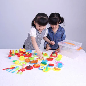 Interesting kids family toy plastic play food set simulated cooking kitchen toy