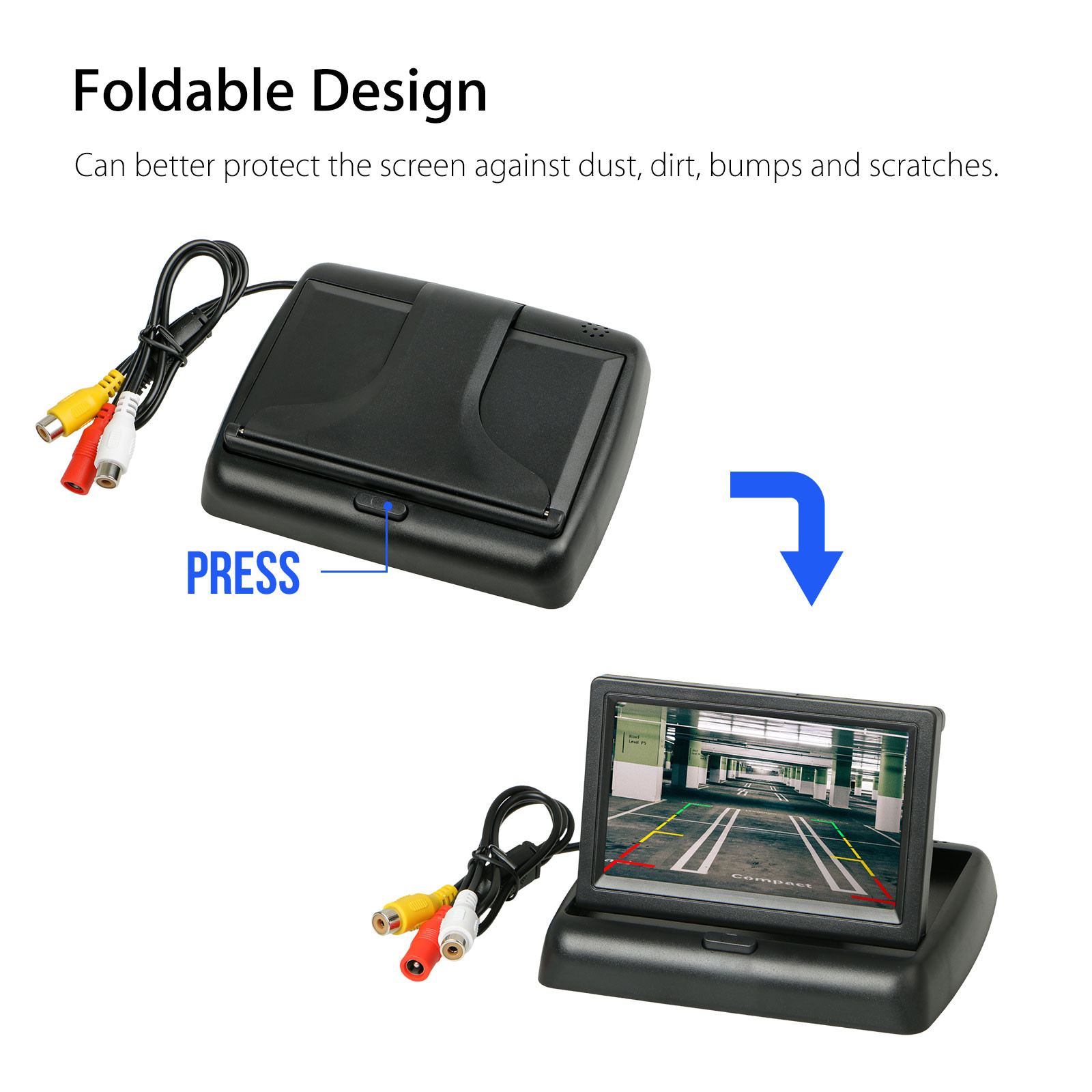 Buy Iposter 4.3" Car Reverse Screen Display Foldable Car Rear View Lcd